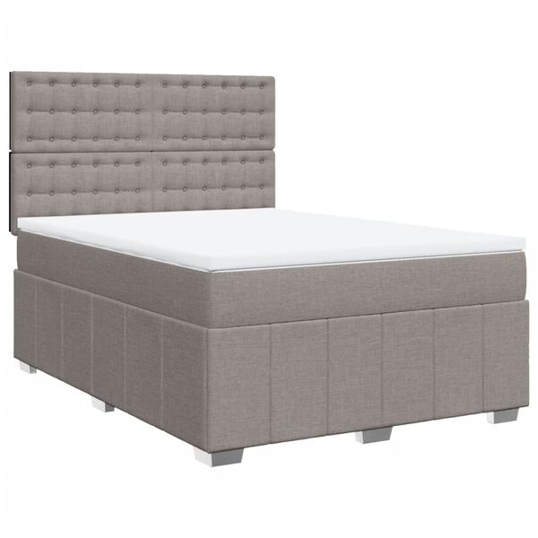 vidaXL Sommier &agrave; lattes de lit avec matelas Taupe 140x200 cm Tissu