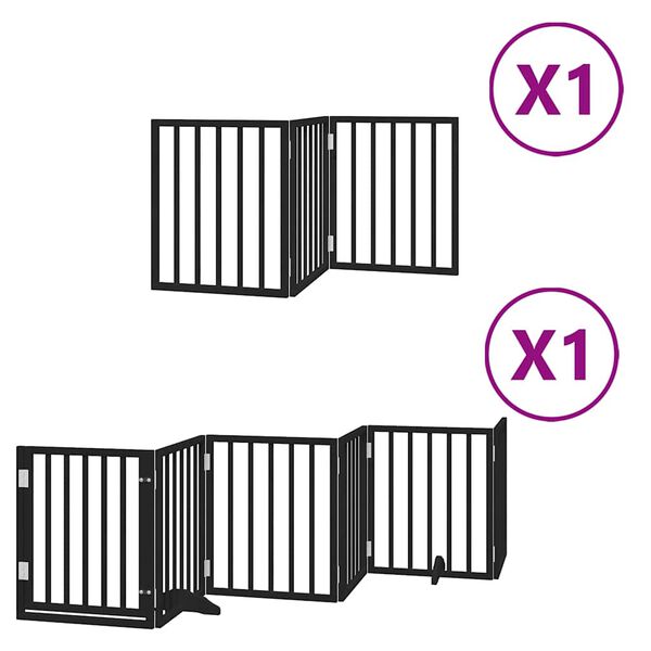 vidaXL Barri&egrave;re pour chien porte pliable 9 panneaux noir bois peuplier