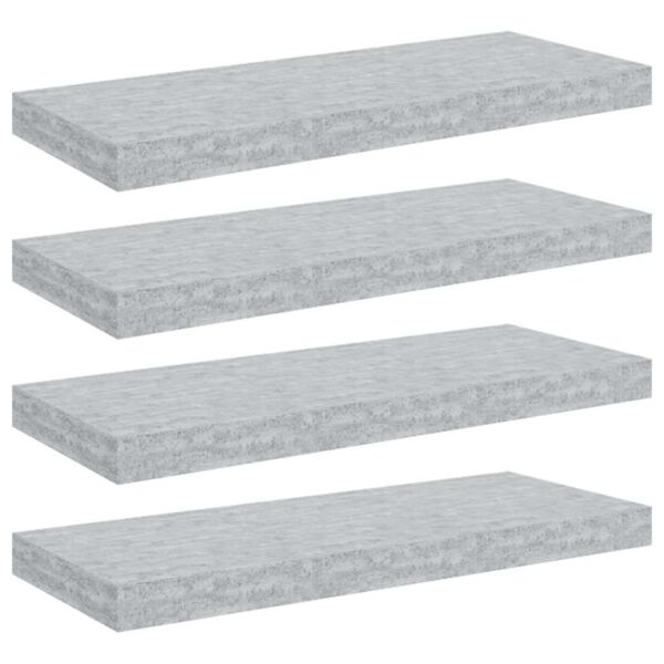 vidaXL &Eacute;tag&egrave;res murales flottantes 4 pcs gris b&eacute;ton 60x23,5x3,8 cm MDF