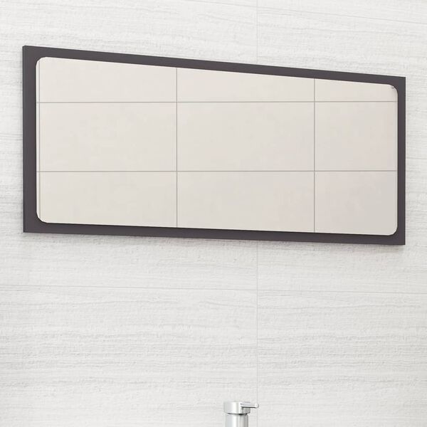 vidaXL Miroir de salle de bain Gris 80x1,5x37 cm Agglom&eacute;r&eacute;