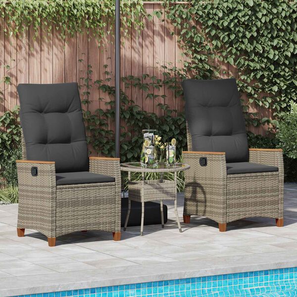 vidaXL Chaise de jardin inclinable Gris et Gris fonc&eacute; polyrotin