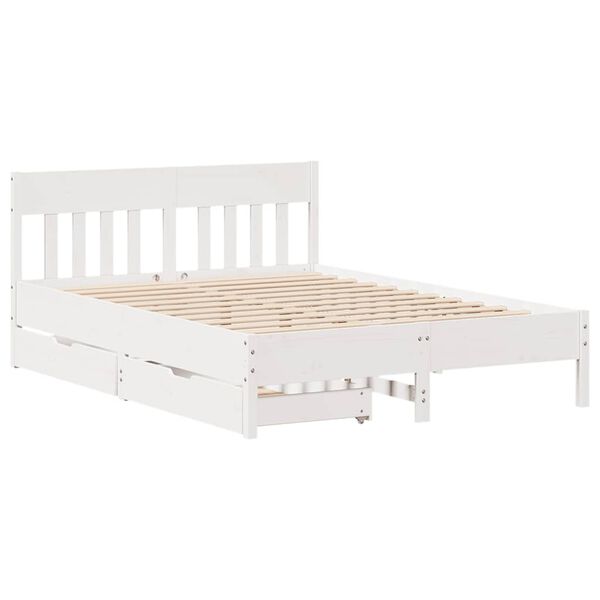 vidaXL Cadre de lit sans matelas blanc 120x190 cm bois de pin massif