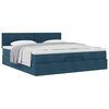 vidaXL Cadre de lit ottoman avec matelas bleu fonc&eacute; 200x200 cm velours