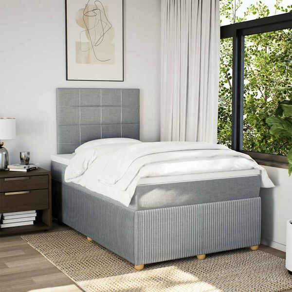 vidaXL Sommier &agrave; lattes de lit avec matelas Gris clair 120x200cm Tissu
