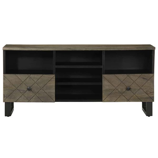 vidaXL Meuble TV noir 100x33x46 cm bois massif de manguier