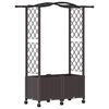 vidaXL Lit &Eacute;lev&eacute; avec Treillis et Toit Marron 125 x 40 x 144 cm PP