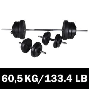 Kit de barre d'halt&egrave;re et 2 halt&egrave;res 60,5 kg