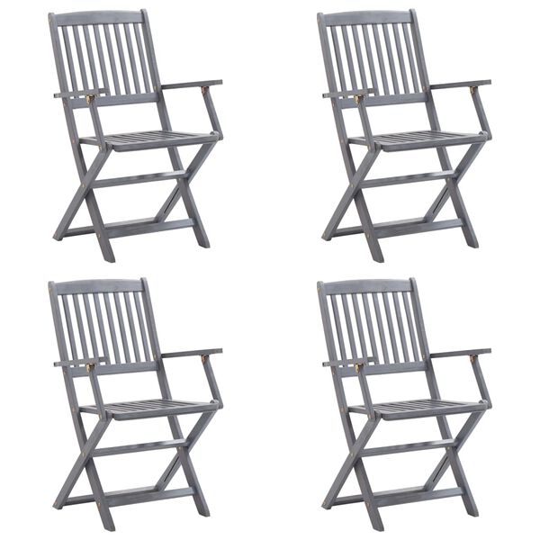 vidaXL Chaises pliables d'extérieur lot de 4 et coussins Bois d'acacia