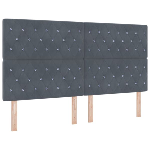 vidaXL Lit &agrave; ressorts avec matelas Gris fonc&eacute; 180 x 200 cm Velours