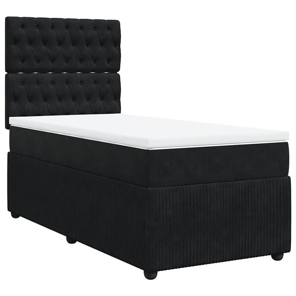 vidaXL Sommier à lattes de lit avec matelas Noir 90x200 cm Velours