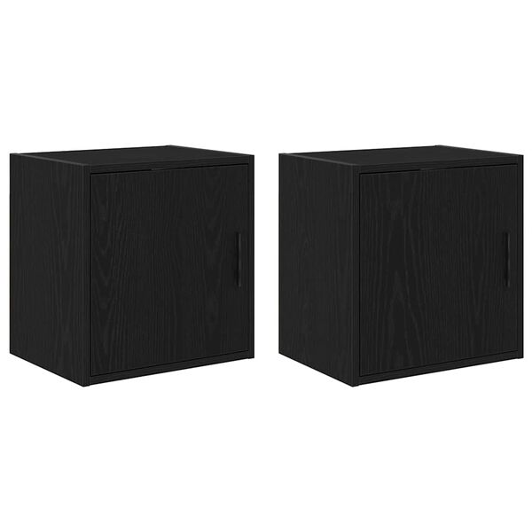 vidaXL Armoires murales de garage 2 pcs noir bois d'ing&eacute;nierie