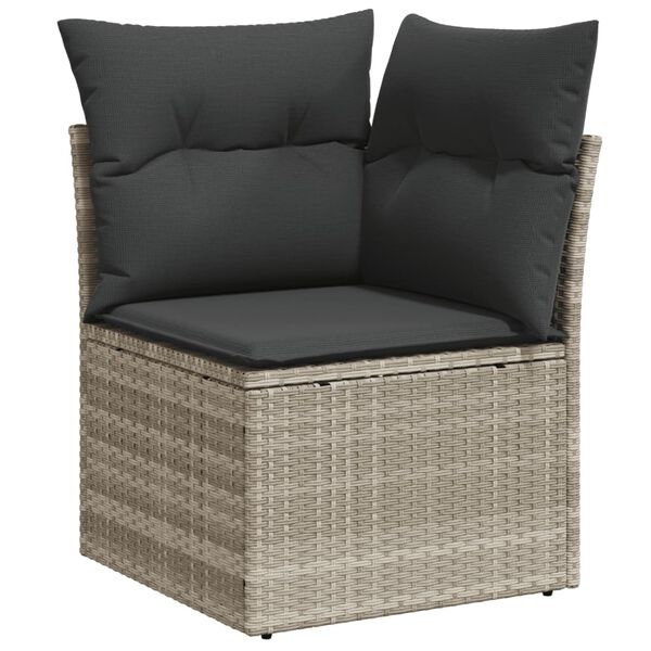 vidaXL Salon de jardin 4 pcs avec coussins gris clair r&eacute;sine tress&eacute;e