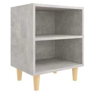 vidaXL Table de chevet avec pieds en bois Gris b&eacute;ton 40x30x50 cm