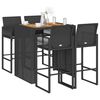 vidaXL Ensemble de bar de jardin 5 pcs sans coussins noir poly rotin