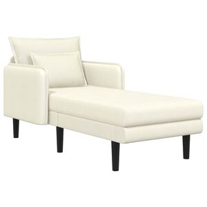 vidaXL Grande m&eacute;ridienne Cr&egrave;me Tissu en velours c&ocirc;tel&eacute;