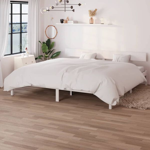 vidaXL Cadre de lit sans matelas blanc bois massif