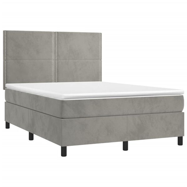 vidaXL Sommier &agrave; lattes de lit matelas et LED Gris clair 140x200 cm