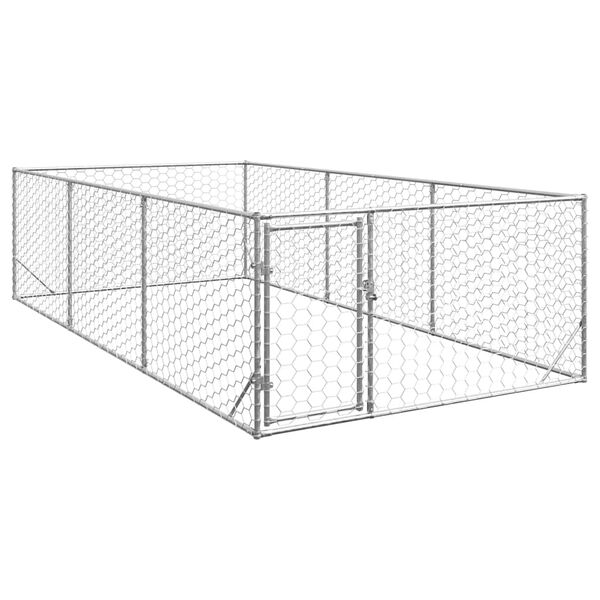 vidaXL Niche d'ext&eacute;rieur pour chien avec porte, 2 x 4 x 1 m, acier galvanis&eacute;