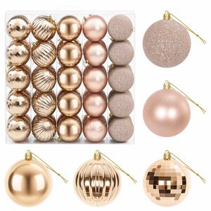 vidaXL Ensemble de boules de No&euml;l 50 pc Or rose Diam. 8 cm Polystyr&egrave;ne