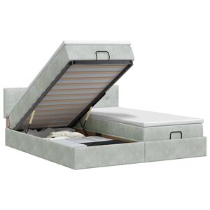 vidaXL Lit ottoman avec matelas 2 pc Gris clair Velours