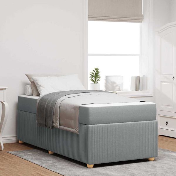 vidaXL Cadre de lit avec matelas Gris clair 100 x 200 cm tissu