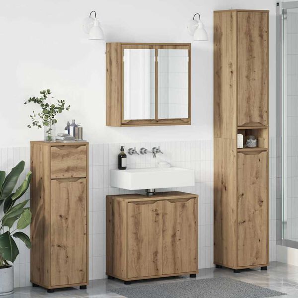 vidaXL Ensemble de mobilier de salle de bain 4 pcs Ch&ecirc;ne artisanal