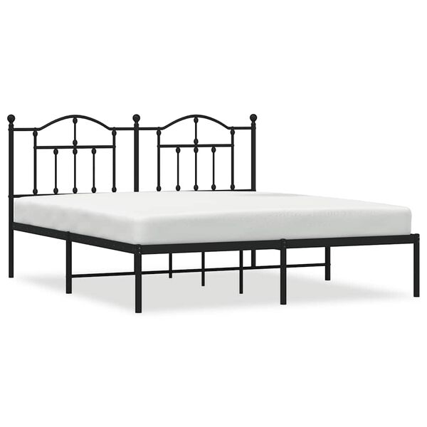vidaXL Cadre de lit m&eacute;tal sans matelas et t&ecirc;te de lit noir 180x200 cm