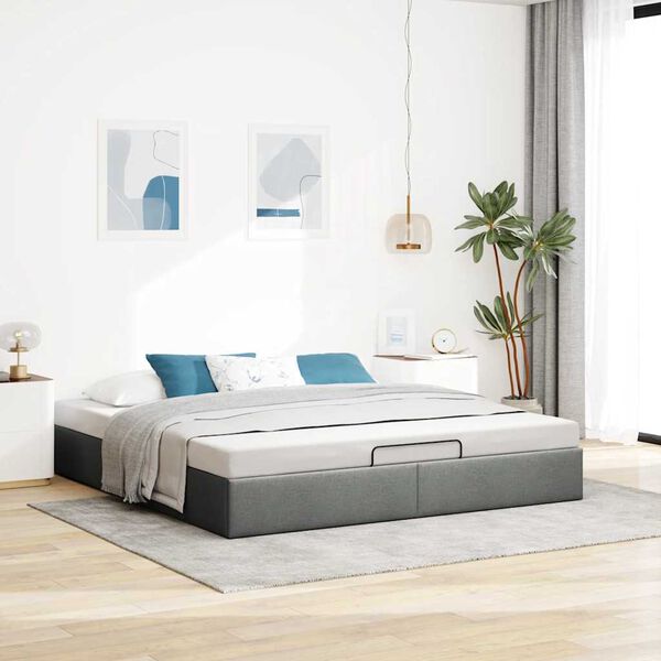 VidaXL Cadre de lit ottoman sans matelas gris fonc&eacute; 160x200 cm tissu