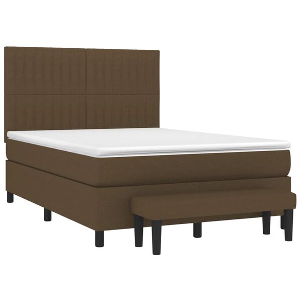 vidaXL Sommier &agrave; lattes de lit avec matelas Marron fonc&eacute; 140x190 cm