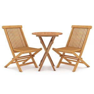 vidaXL Ensemble &agrave; manger de jardin 3 pcs Bois de teck massif