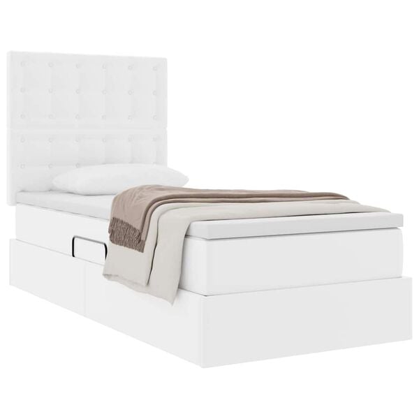 vidaXL Lit de Rangement Blanc pur 90 x 190 cm Cuir synth&eacute;tique