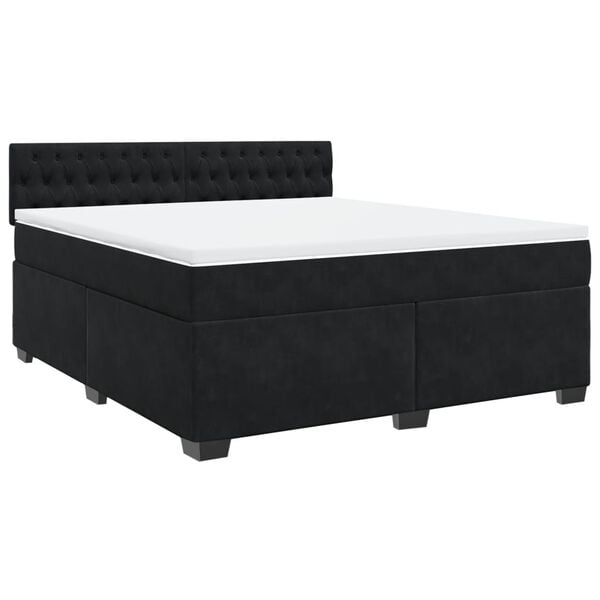 vidaXL Sommier &agrave; lattes de lit avec matelas Noir 180x200 cm Velours