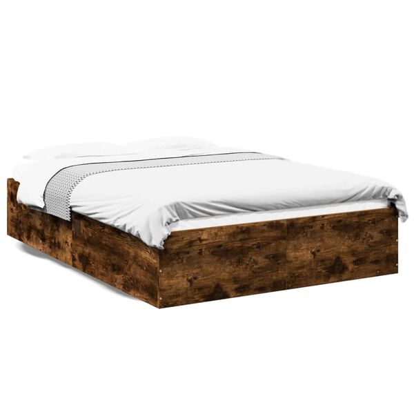 vidaXL Cadre de lit sans matelas ch&ecirc;ne fum&eacute; 120x200 cm