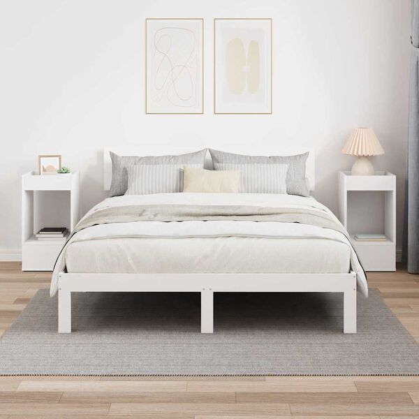 vidaXL Table d'appoint 2 pcs Blanc 30 x 30 x 56 cm Bois d'ing&eacute;nierie