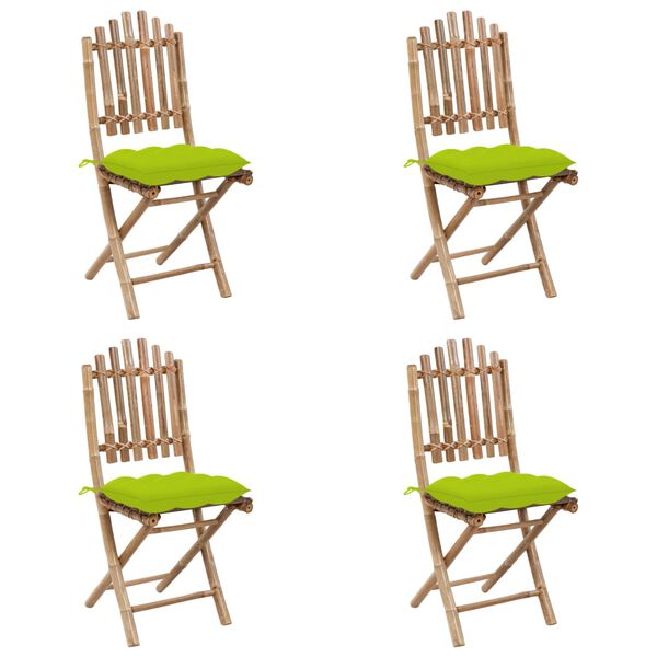 vidaXL Ensemble à manger d'extérieur pliable 5pcs avec coussins Bambou