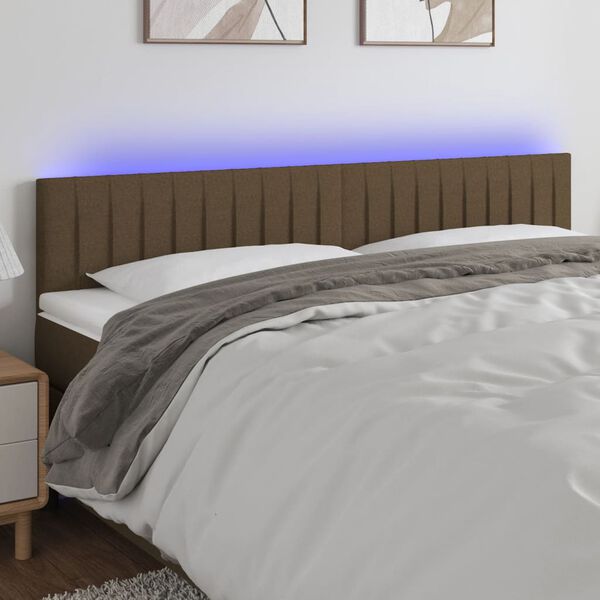vidaXL T&ecirc;te de lit &agrave; LED Marron Fonc&eacute; 160x5x78/88 cm Tissu