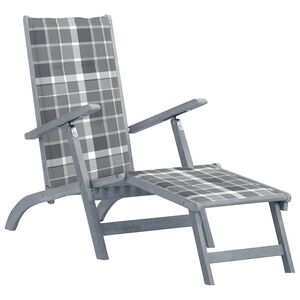 vidaXL Chaise longue d'ext&eacute;rieur repose-pied et coussin Acacia solide