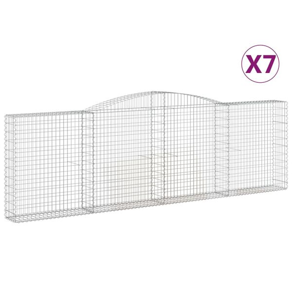 vidaXL Paniers à gabions arqués 7 pcs 400x30x120/140 cm Fer galvanisé