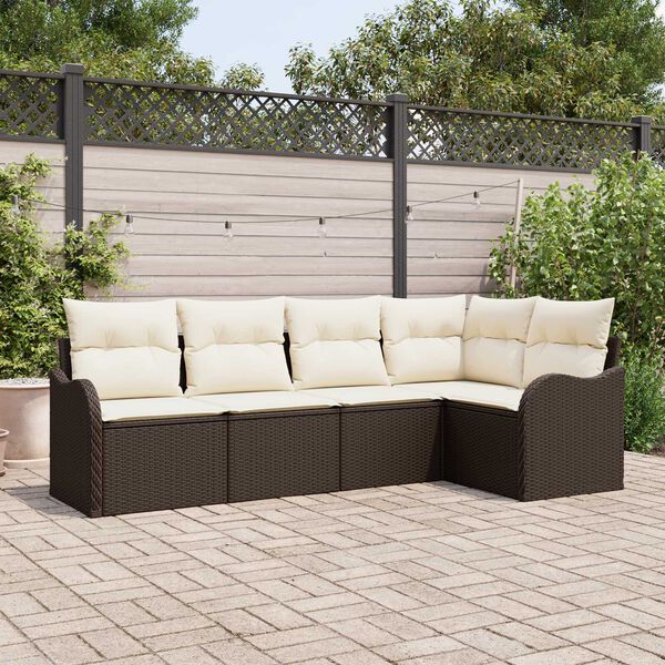 vidaXL Ensemble de canap&eacute; de jardin 5 pcs Marron polyrotin