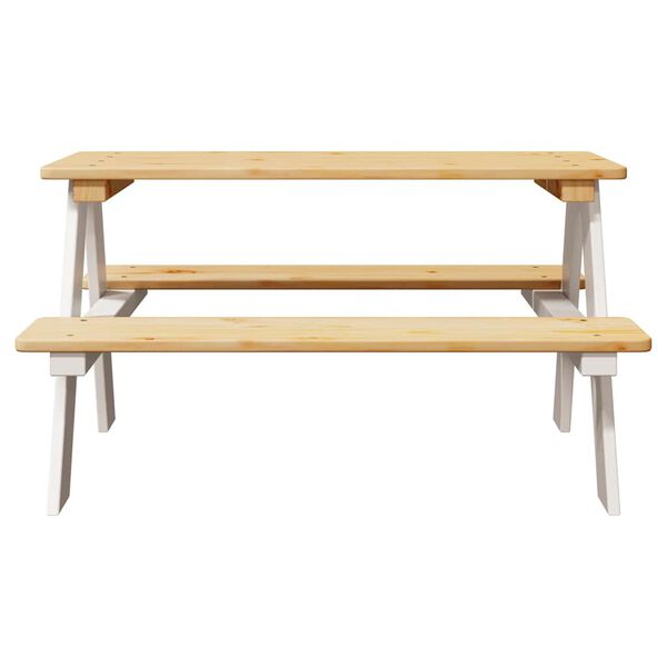 vidaXL Table et bancs pour enfants IRUN blanc 90x79,5x50cm bois massif