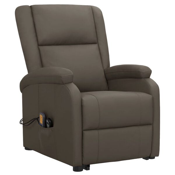 vidaXL Fauteuil de massage Gris Similicuir