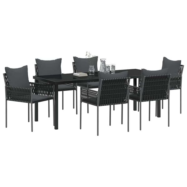 vidaXL Ensemble de salle &agrave; manger pour jardin 7 pcs Noir et gris