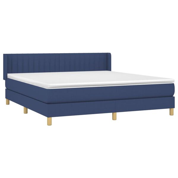 vidaXL Sommier &agrave; lattes de lit avec matelas Bleu 160x200 cm Tissu