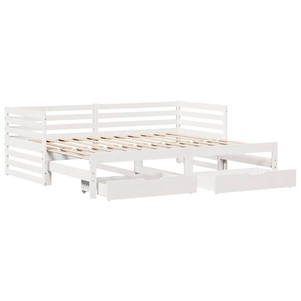 vidaXL Lit de jour et tiroirs sans matelas blanc 90x200 cm bois massif