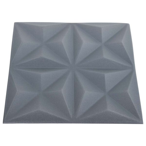 vidaXL Panneaux muraux 24 pcs Origami Gris 50 x 50 cm Mousse XPS