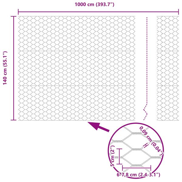 vidaXL Clôture hexagonale Vert 1.4 x 10 m Acier
