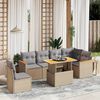vidaXL Salon de jardin avec coussins 7 pcs beige r&eacute;sine tress&eacute;e