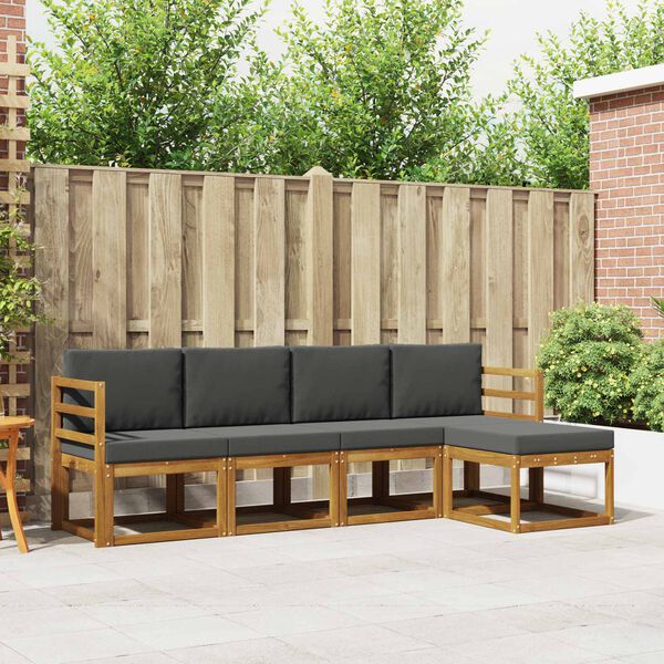 vidaXL Ensemble de canap&eacute;s d'ext&eacute;rieur 5 pcs Naturel et Anthracite