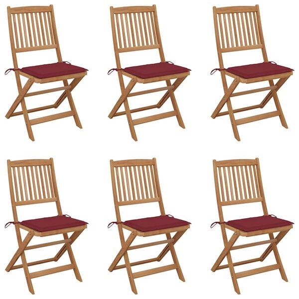 vidaXL Chaises pliables de jardin lot de 6 avec coussins Bois d'acacia