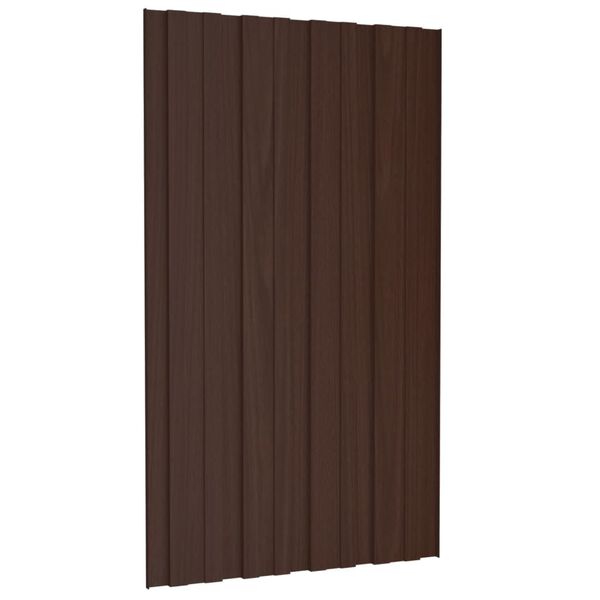 vidaXL Panneaux de toiture 12 pcs Acier galvanis&eacute; Marron 80x45 cm